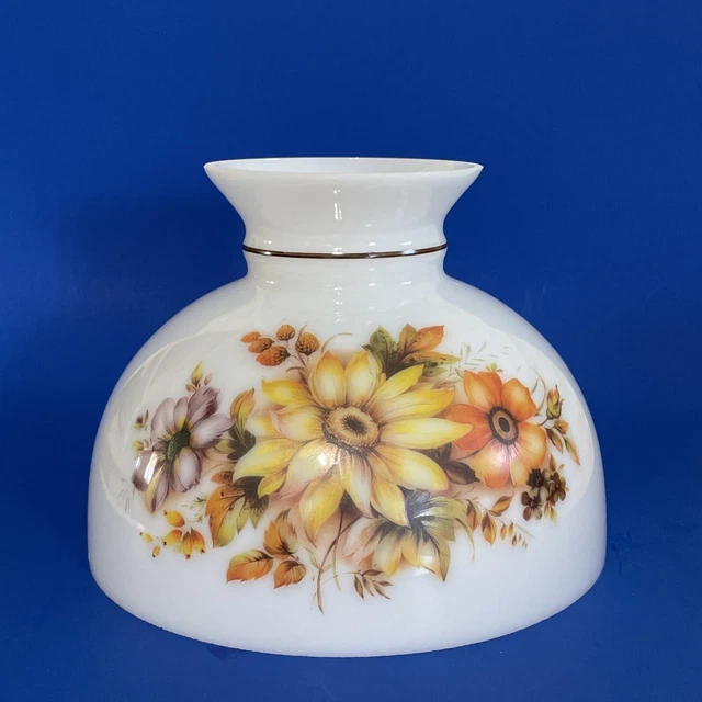 Vintage GWTW 10" Fitter Antique Gold Mist Oil Or Electric Glass Dome Lamp Shade