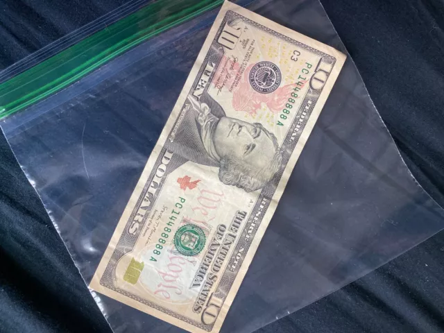 US Currency Paper Money repeating Serial Number $10 Ten Dollar Bill