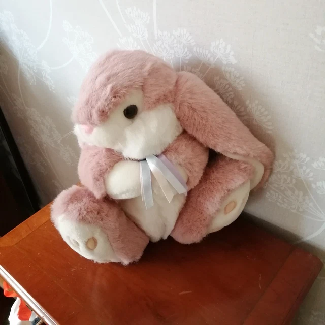 VINTAGE D.S. NICHOLASS Large Pink Bunny Rabbit Plush Soft Toy Long Ears ...