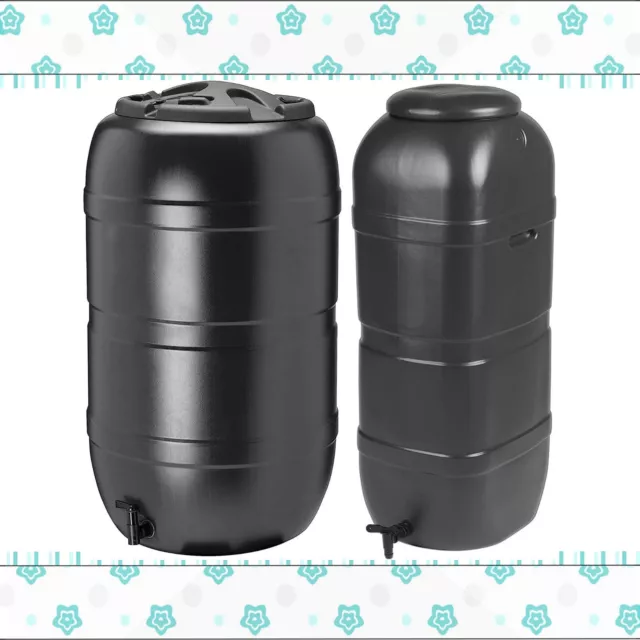 100L Or 210L Black Slimline Garden Water Butts Outdoor Rain Water Collectors