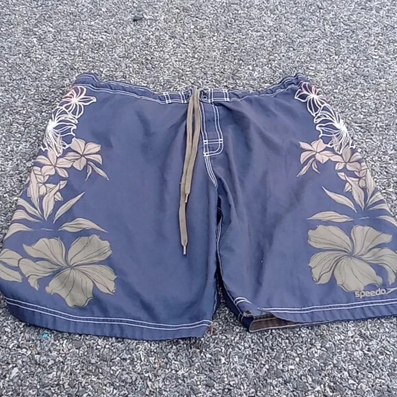 Speedo Hibiscus Floral Blue Board Surf Swim Shorts Trunks xl