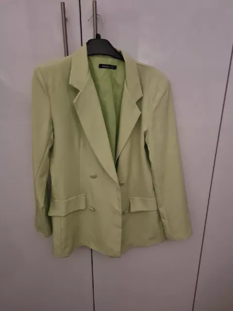 Lime Green Boohoo Double Breasted Blazer Size 14