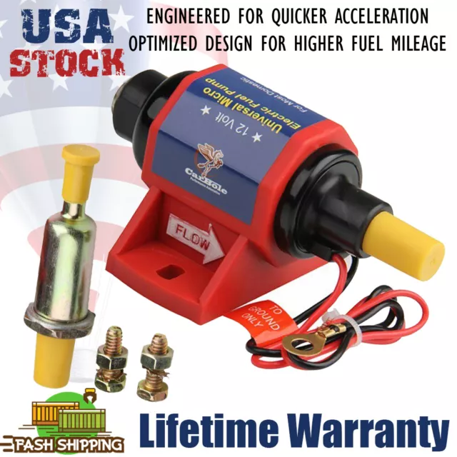12S Universal Electric Inline Fuel Pump Carburetor 5/16"I.D. Hose 4-7 PSI 32GPH