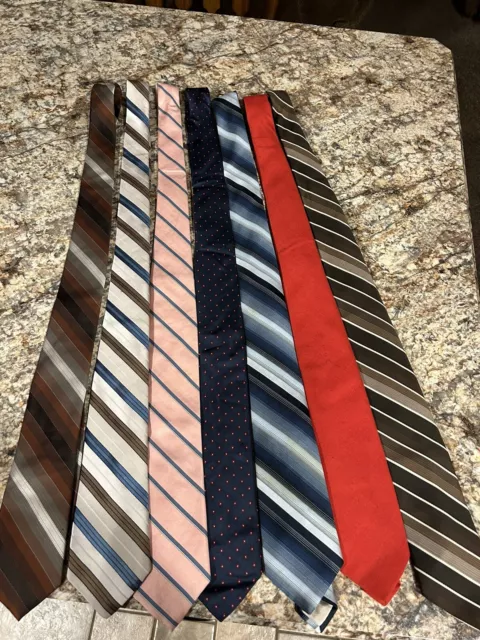 Lote de 6 corbatas vintage para hombre de seda/poliéster década de 1970 década de 1980