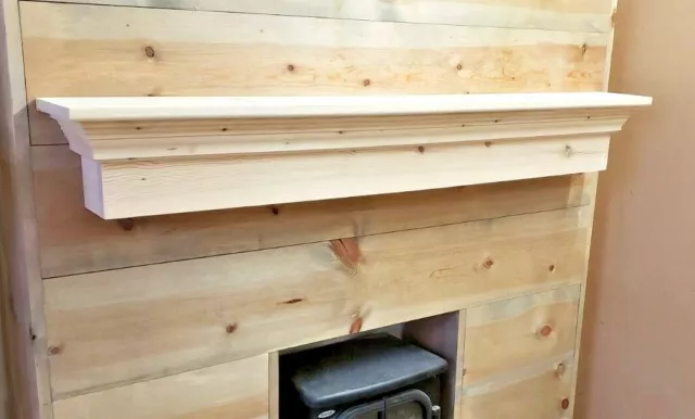 kirstychapman93: ESTANTE DE MANTO GRUESO DE PINO REAL COCINA SOBRE PLACA DE FUEGO DE AGAe