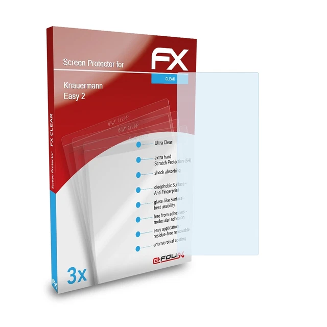 atFoliX 3x Screen Protection Film for Knauermann Easy 2 Screen Protector clear