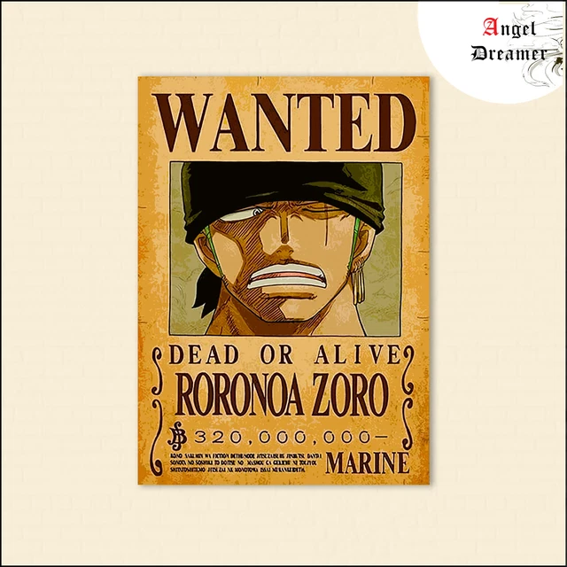 Poster One Piece « Wanted Zoro » ABYstyle - Officiel 91,5 X 61 Cm Pour Décoration Murale