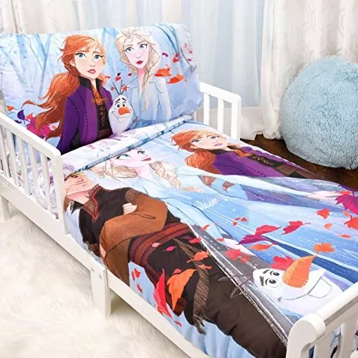 Disney Frozen II 3 Piece Toddler Bedding Set - Comforter, Fitted Sheet