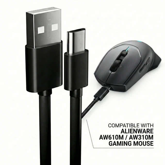FOR ALIENWARE AW610M / AW310M Gaming Mouse Data Cable USB Charging ...