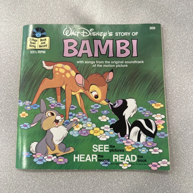 WALT DISNEY'S STORY of Bambi Book & Record Disneyland 309 See Hear Read