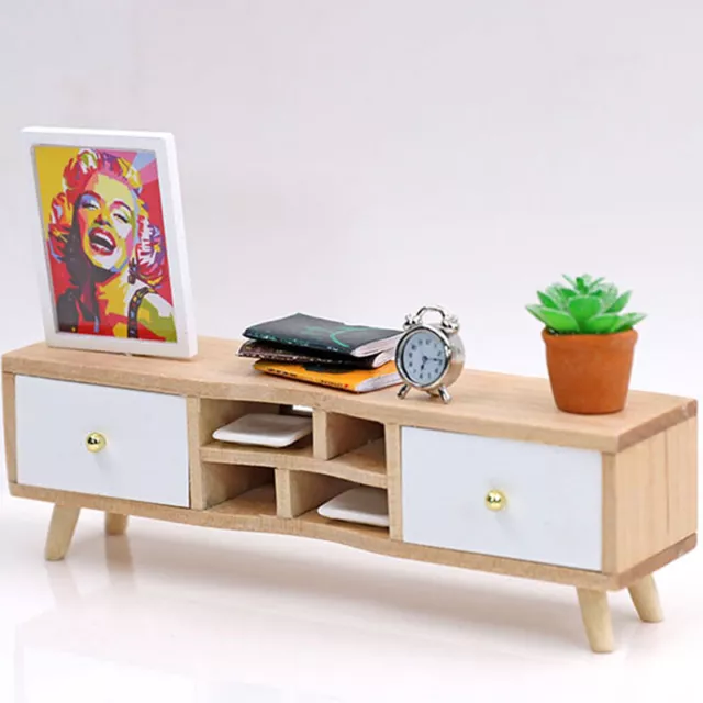 1:12 Dollhouse Miniature Furniture Wooden TV Cabinet Dolls House Accessories^RQ