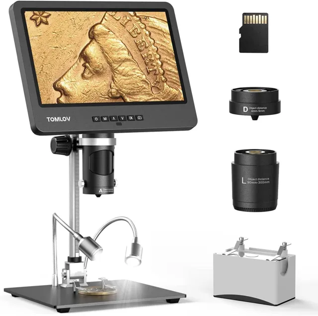 TOMLOV DM602 HDMI USB Digital Microscope 10.1" IPS LCD 1500X for Electronic 64G