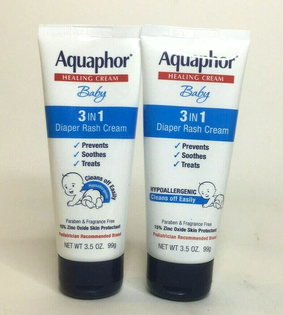 2PACK AQUAPHOR BABY Healing Diaper Rash Creme 3in1 Zinc Oxide 3.5 Oz