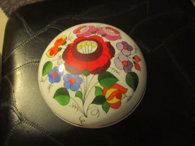 Kalocsa Hand Painted Porcelain Decorated Beautiful  Trinket Box