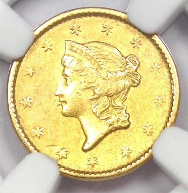 1851 Liberty Gold Dollar G$1 - Certified NGC AU Detail - Rare Early Gold Coin!