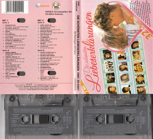 DIE SCHÖNSTEN LIEBESERKLÄRUNGEN 2MC Kassette 32 Schlager mit viel Herz