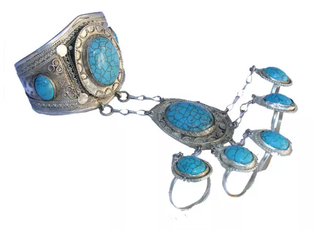 orient afghan nomaden tribal Armreif handschmuck Bracelet hand jewelry Türkis