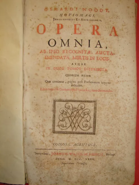 NOODT - Opera omnia. GIUSTINIANO, DIRITTO ROMANO. COLONIA PELLE FORMATO IN FOLIO