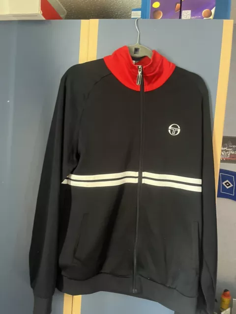Sergio Tacchini Track Top in Navy Blue. Size Large