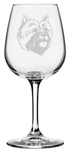 Cairn Terrier Dog Themed Etched 12.75oz Wine Glass