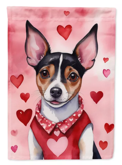 Rat Terrier My Valentine Flag Canvas House Size DAC5425CHF