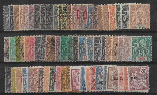 French Colonies Benin Comores Ruad 1897 Lot Of 69 Navigation And Com.used Perf