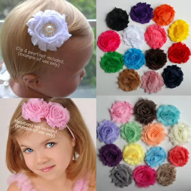 BULK WHOLESALE 14x SHABBY FLOWERS EMBELLISHMENT 6CM DIY FOR HEADBANDS HAIR CLIPS