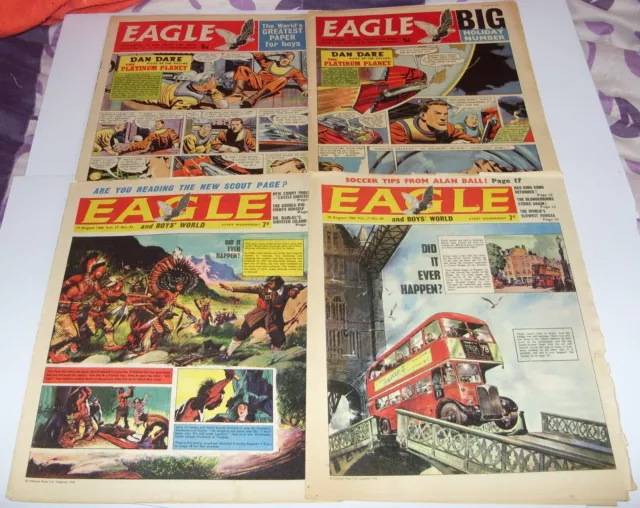 EAGLE Comic 4 x UK 1960's Comics Vol 12 No 28, 30 Vol 17 No 33, 34 Dan Dare UFO
