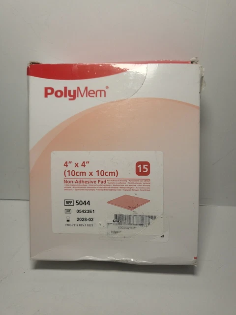 15 apósitos por caja polimem 4"" x 4"" almohadilla no adhesiva REF 5044 SELLADO 2028/02