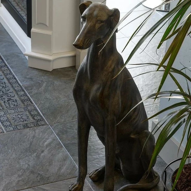 Unique Greyhound Home and Garden Decor, High Gloss Reclining Sculpture, Figurene