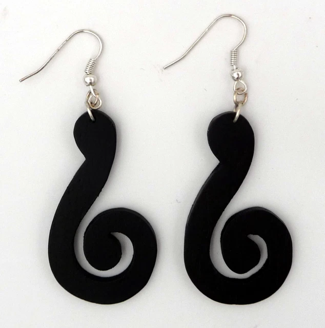 Boucles D'Oreilles Ethniques En Bois Spirale - Crochets Argent 925 - Artisanat Indonésie