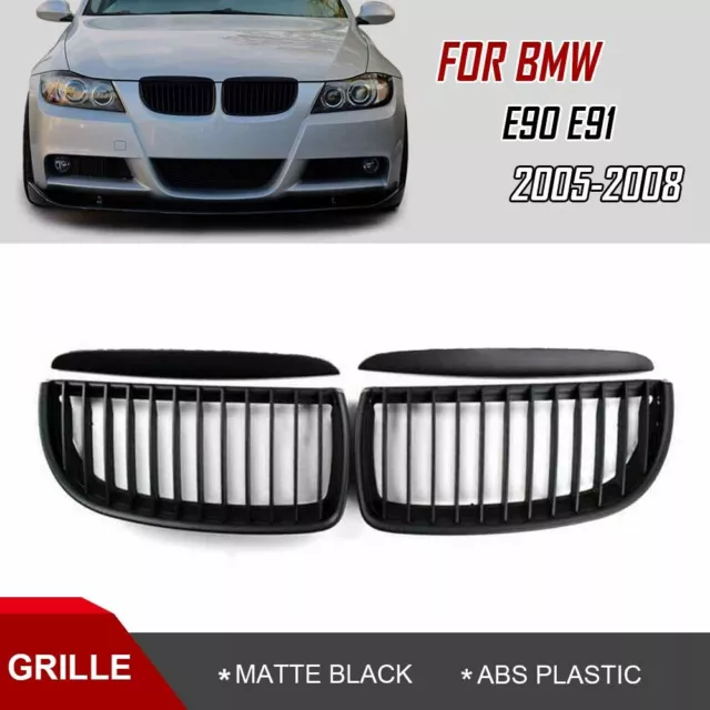 Grille Calandre Noir Mat Pour BMW Serie 3 E90 E91 Berline Touring 2005-2008