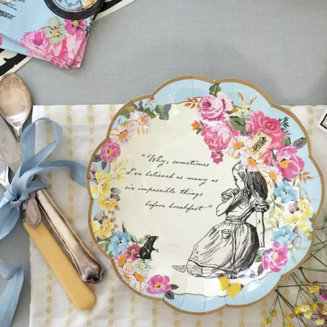 Alice in Wonderland Paper Plates | Mad Hatters Wedding Birthday Tea Party x12