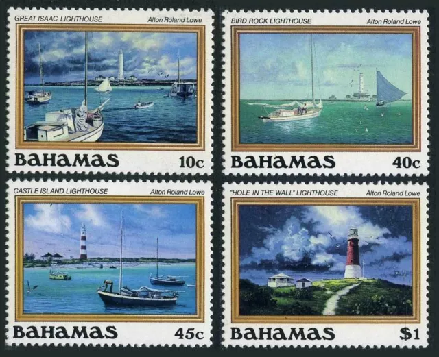 Bahamas 630-633, MNH.Michel 640-643. Peintures 1987. Phares : Alton R.Lowe.