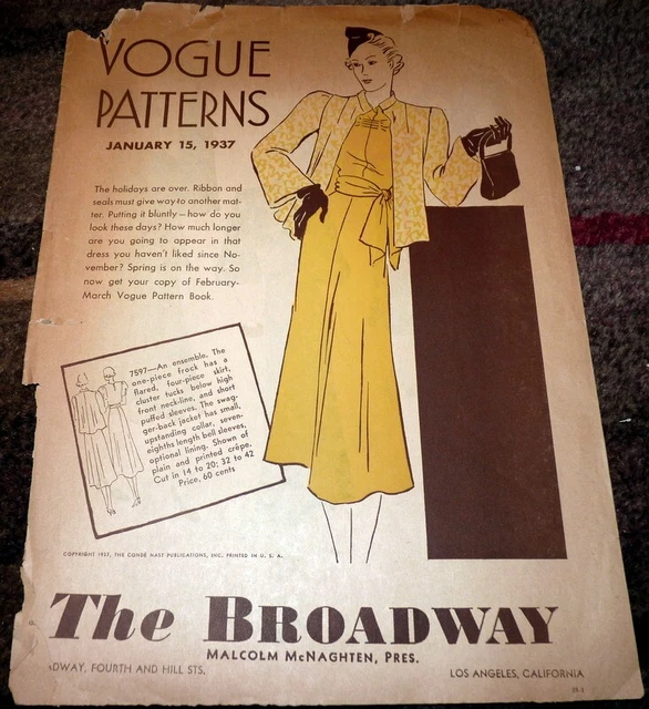 RARE VTG 1930S VOGUE PATTERNS CATALOG 1937 £12.06 - PicClick UK