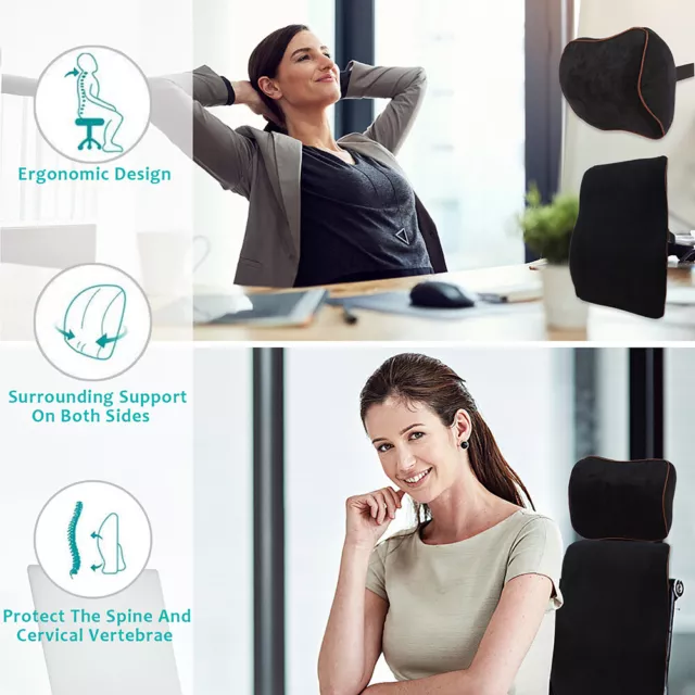 Memory Foam Lumbar Back Pillow Support Back Cushion Home Office Car Seat Chair