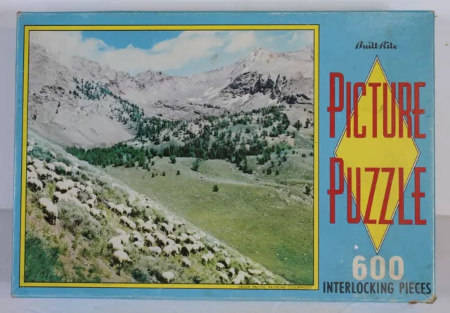 Vtg Built Rite Jigsaw Puzzle Picture Union Pacific Railroad 600pc Lush Uplands