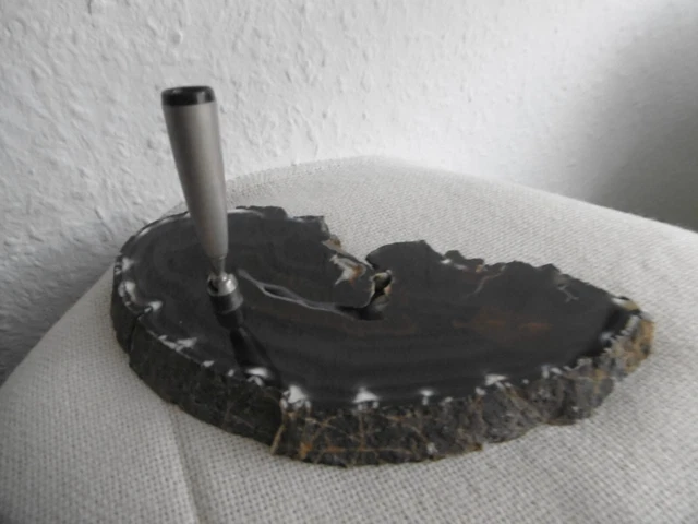Achat  Stift Halterung - Idar Oberstein Leyser  Edelsteine  ca. 18 x 7,5 cm x 2