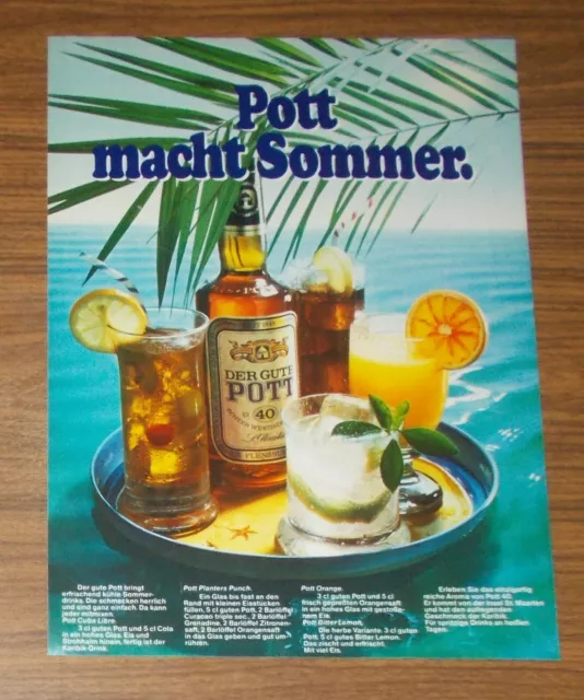 Seltene Werbung DER GUTE POTT Rum - Pott macht Sommer - Tablett Palme 1978