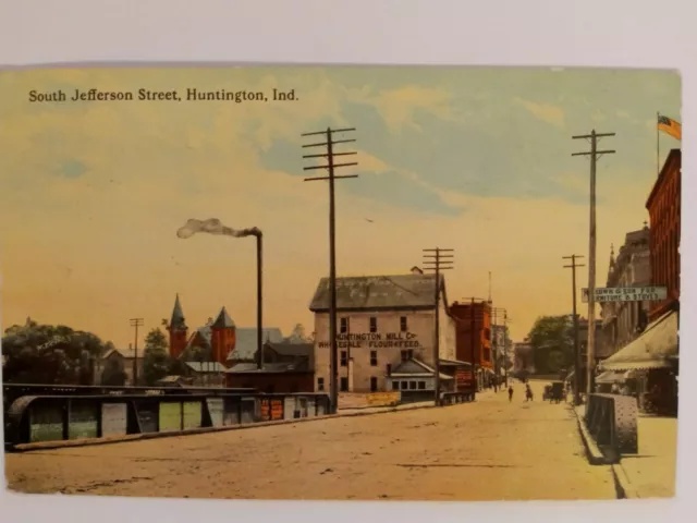 South Jefferson Street Huntington Indiana Vintage Postcard In