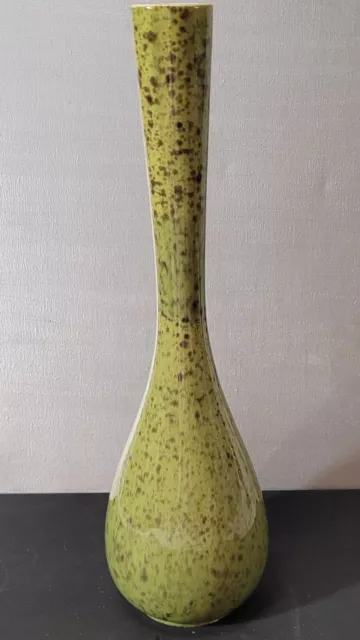 Vtg Royal Haegar Pottery Vase Mid- Century  Green Speckled Glaze 15 1/2 " Tall