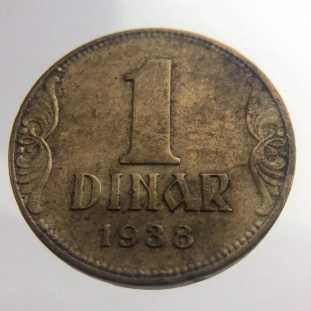 1938 Yugoslavia 1 One Dinar KM-19 Aluminum Bronze Coin U718