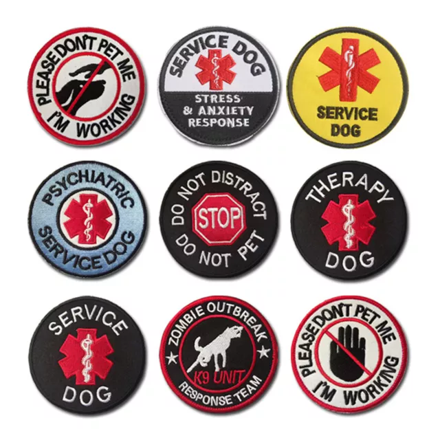 Embroidered SERVICE DOG K9 Patch Hook Loop Therapy Vest Backing Fastener Badge