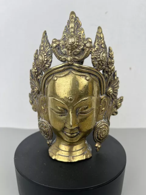 Statuette en Bronze « Tête de Bouddha Couronnée «