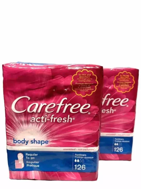 carefree acti-fresh body shape unscented pantiliners 252 total count