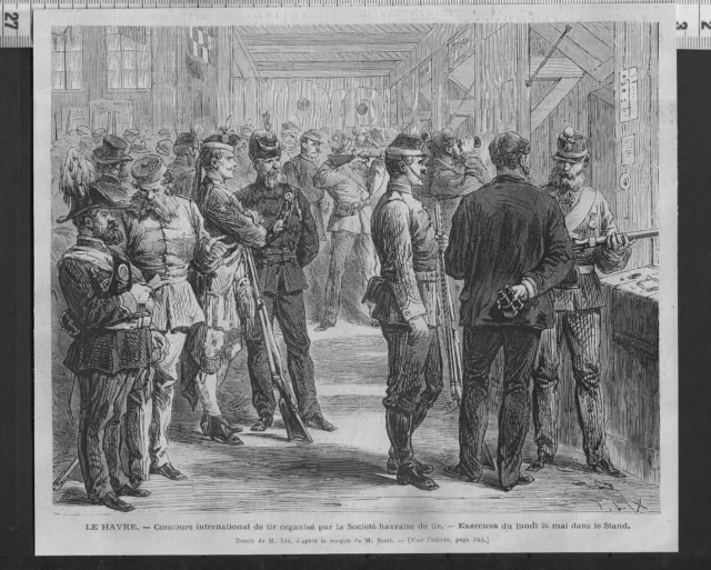 G343 / Gravure 1874 /  Le Havre Concours International De Tir
