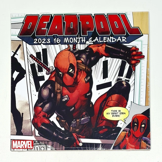 Marvel 16 Months Calendar 2023 Deadpool New! 6 11/16x6 11/16in / Comic Calendar