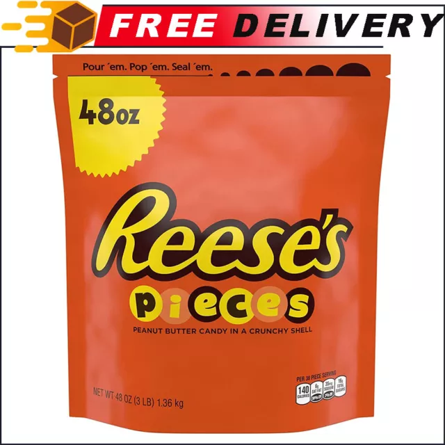 REESE'S PIECES Peanut Butter Candy in a Crunchy Shell, 48 oz Bulk Bag
