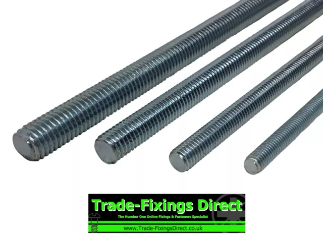 Pack of 10 M6 x 1 Metre (1000mm) Zinc Plated Threaded Bar/Rod