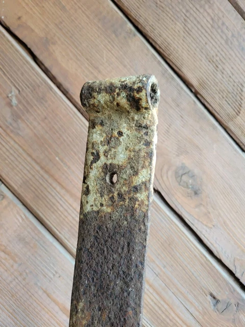 19c Antique Hand Wrought Forged Iron Barn Door Strap Hinges 31" 4